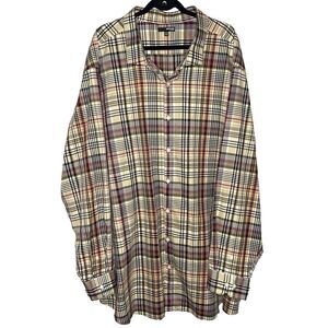 MURANO Button Plaid Slim Fit Lightweight 100% Cotton Long Sleeve Mens 4XT Tall